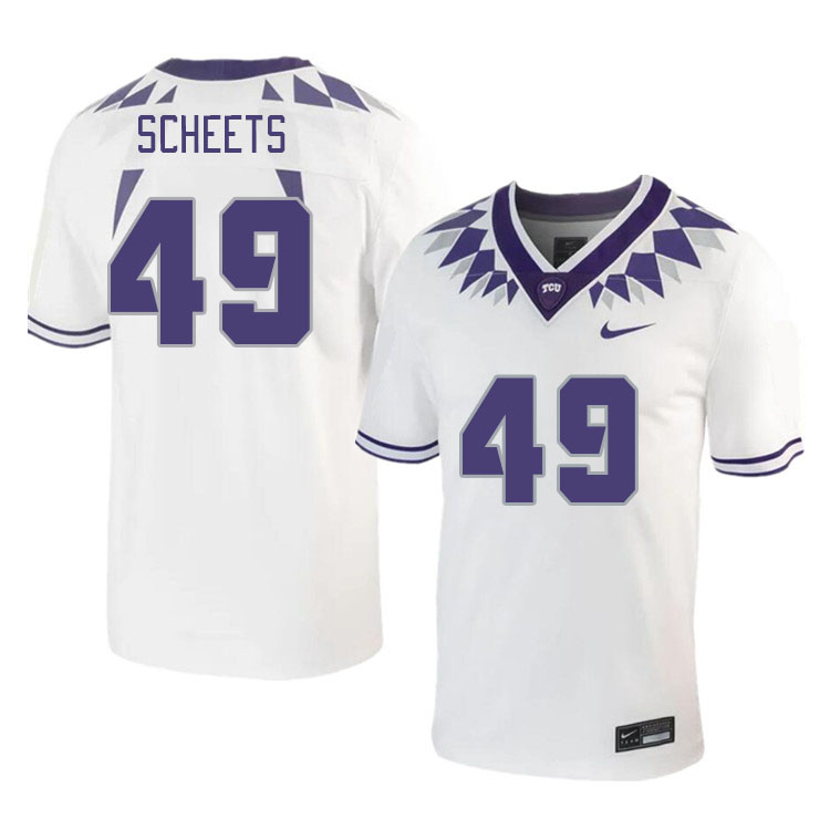 Men #49 Austin Scheets TCU Horned Frogs 2023 College Footbal Jerseys Stitched-White - Click Image to Close
